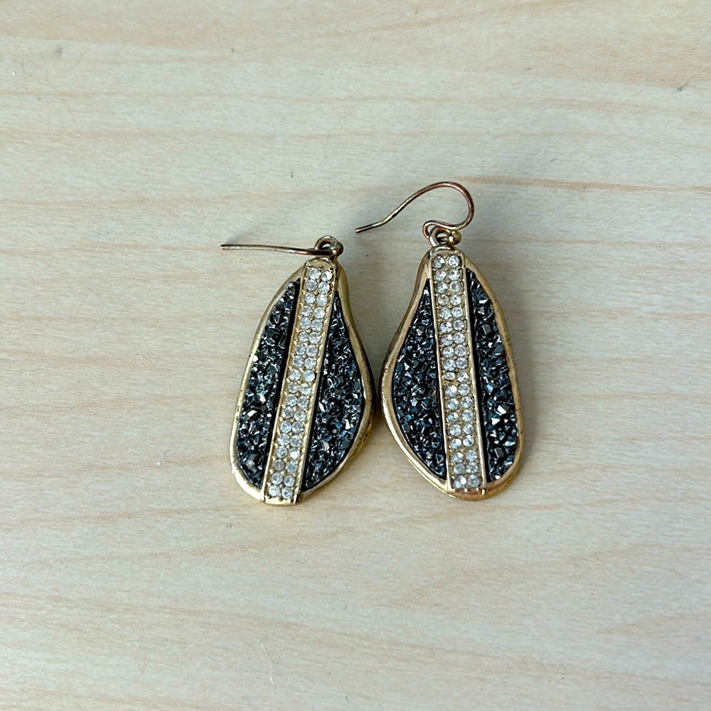 Gold and Rhinestone Drop Earrings